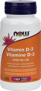 NOW Vitamin D-3 1,000 IU (180 Softgels)