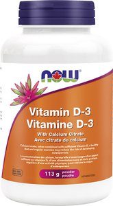 NOW Vitamin D-3 with Calcium Citrate Powder (113g)